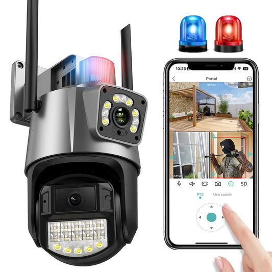 Cámara De Seguridad Ptz Doble Lente Alarma Inteligente Wifi