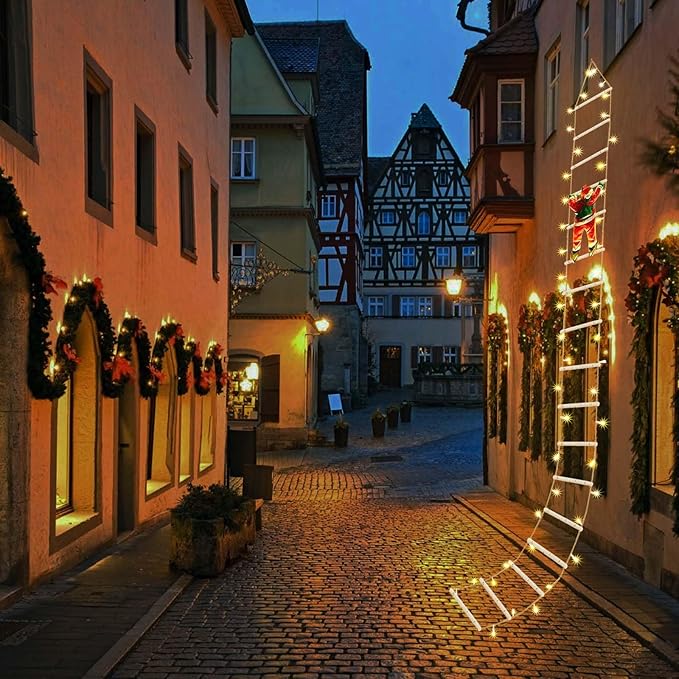 ESCALERA LED NAVIDEÑA DE 2 METROS + PAPÁ NOEL 30CM