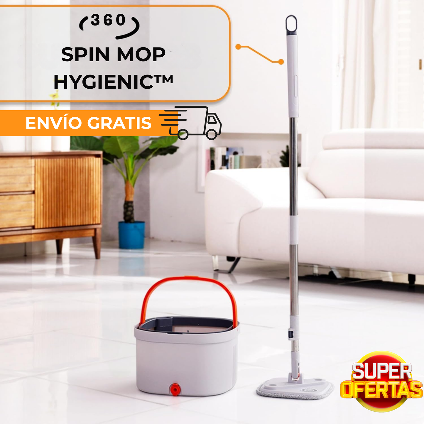 SpinMop Hygienic™ – Limpieza Profunda Sin Tocar Agua Sucia